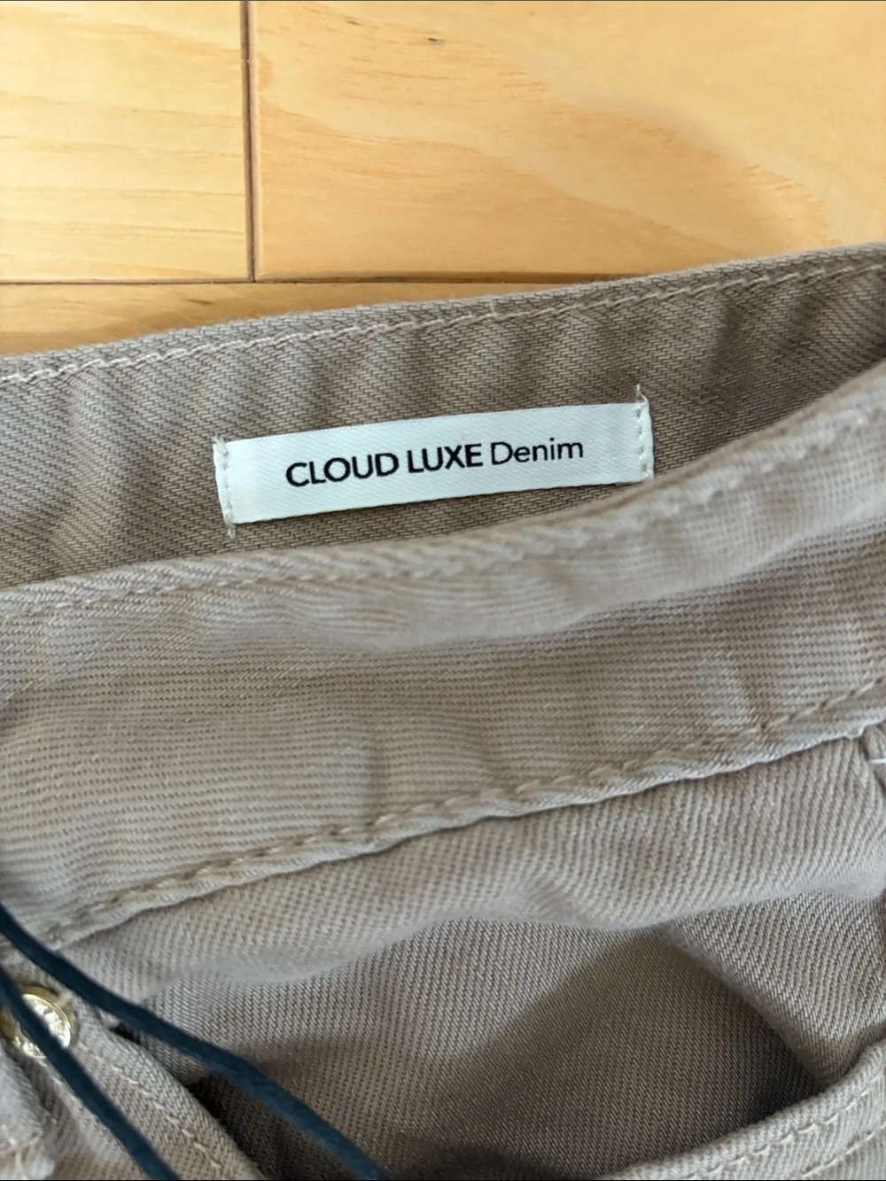 OAT New York Cloud Luxe Denim High Rise Wide Leg Pants in Khaki Size 8/29
